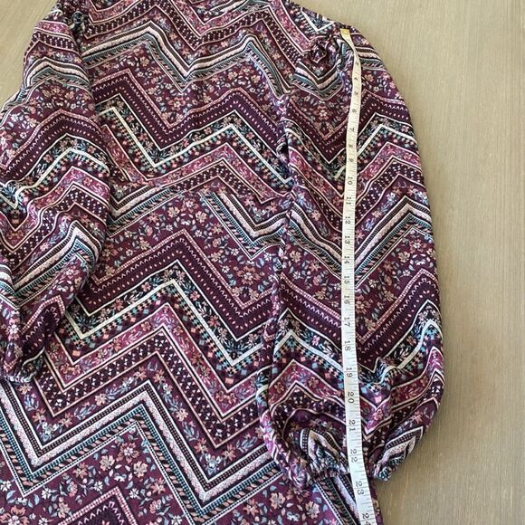 Live To Be Spoiled Chevron Print Boho Long Sleeve Dress Women’s Size S - Picture 11 of 13
